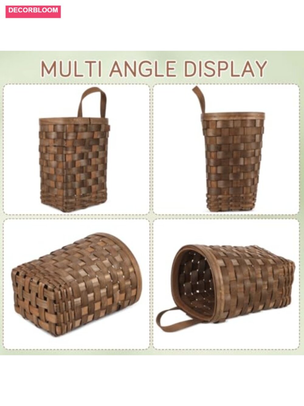 Woven Wall Hanging Storage Basket for Fruit Vegetables Farmhouse Kitchen Decor - Picture 4 of 6